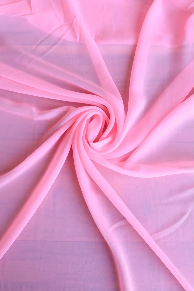 1YD PRECUT; Bright Coral Pink Chiffon