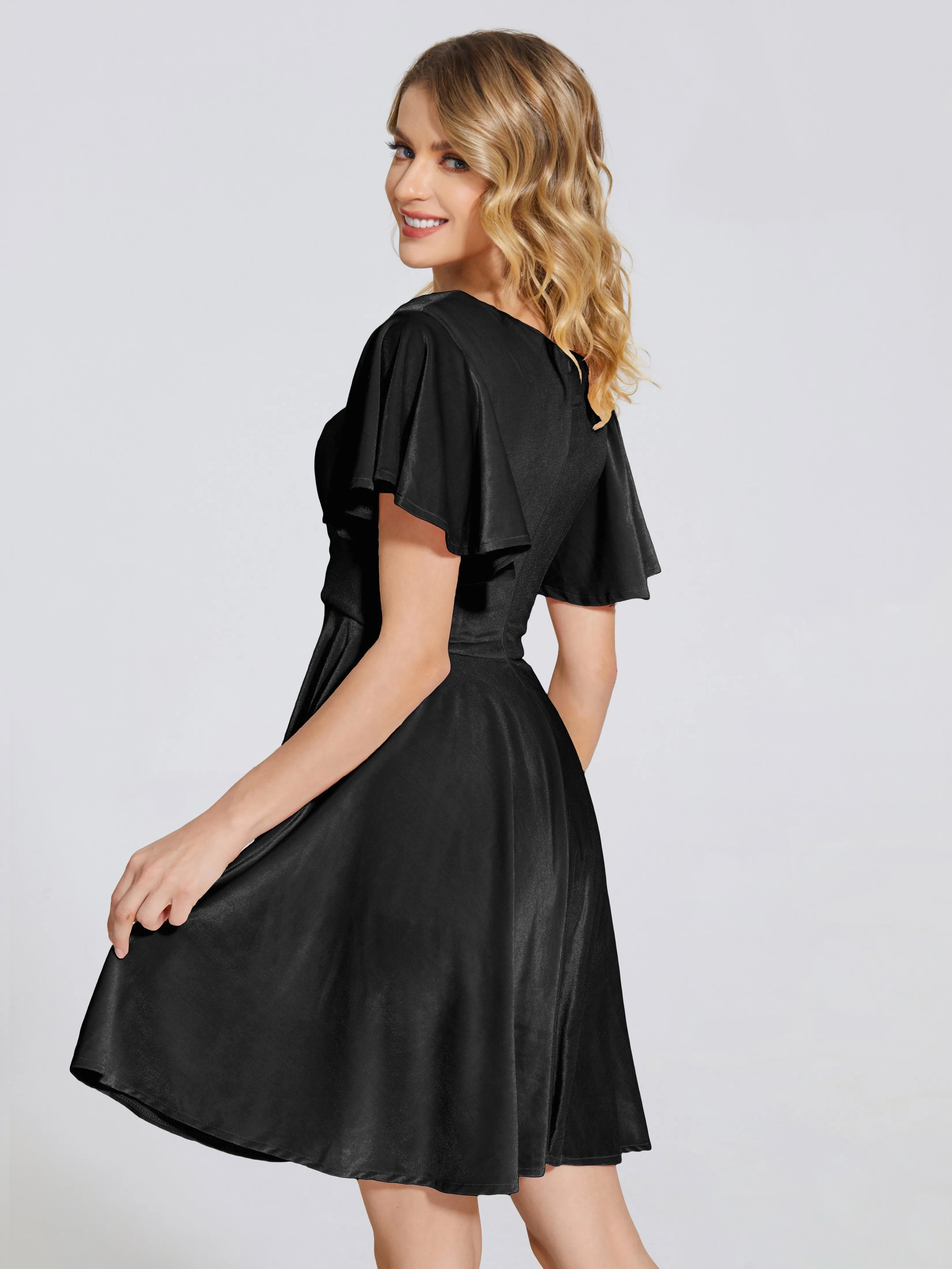 Adriana Fashion Cap Sleeves Velvet Bridesmaid Dresses