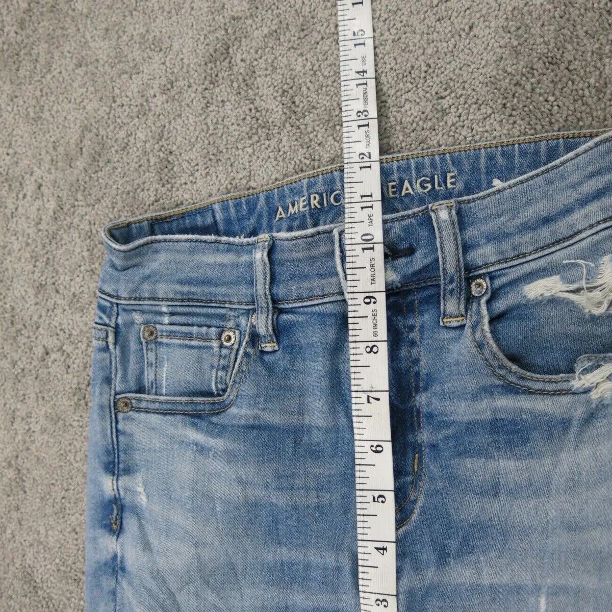 American Eagle Women Jegging Jeans Distressed Super Stretch Mid Rise Blue 2 Reg