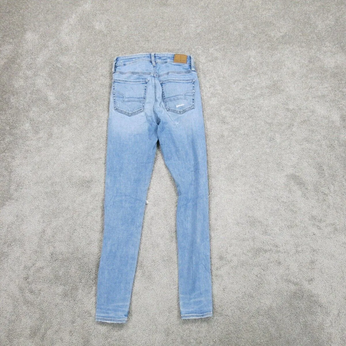 American Eagle Women Jegging Jeans Distressed Super Stretch Mid Rise Blue 2 Reg