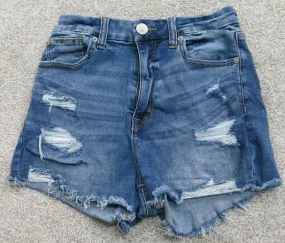 American Eagle Womens Distressed Denim Boyfriend Shorts Mid Rise Blue Size 2