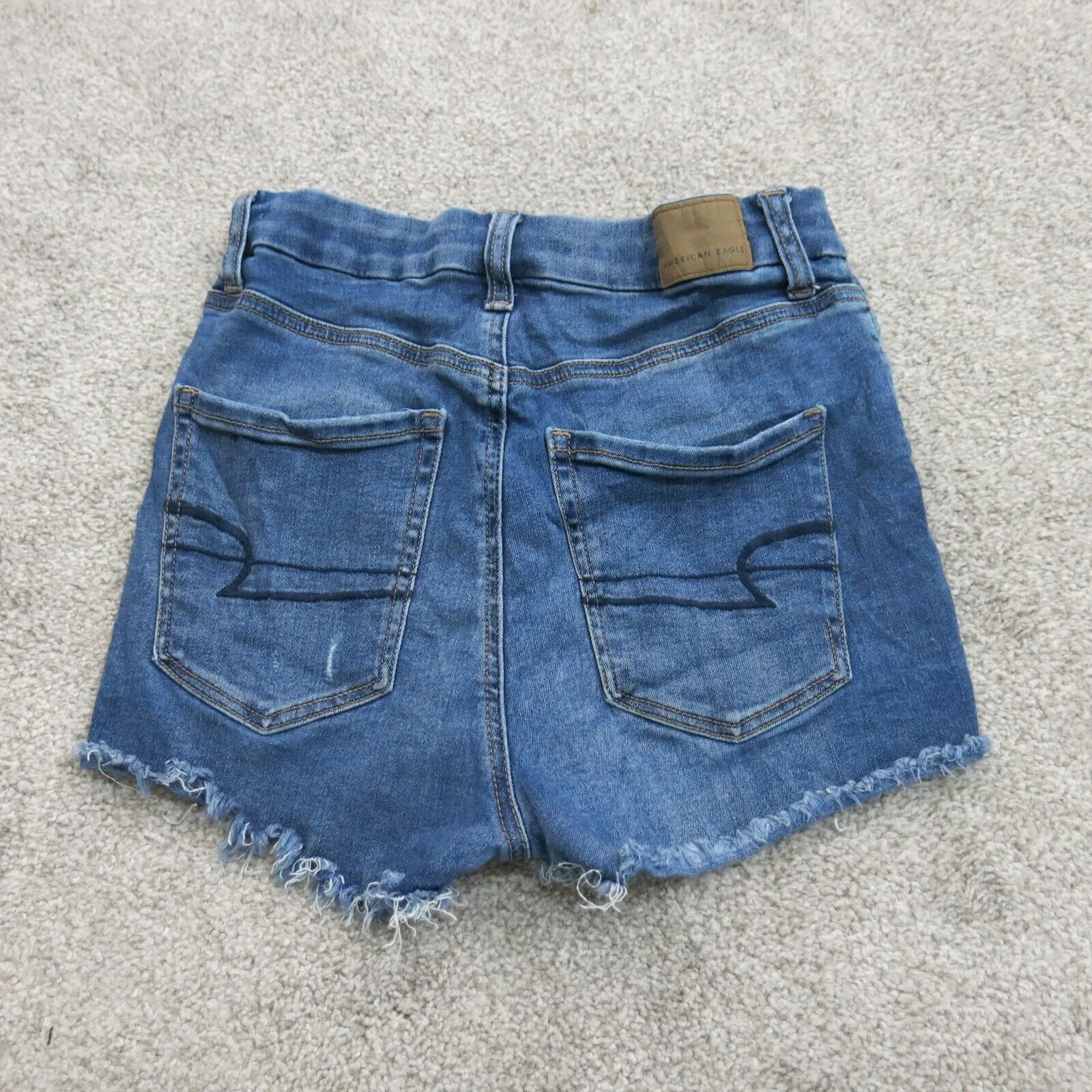 American Eagle Womens Distressed Denim Boyfriend Shorts Mid Rise Blue Size 2