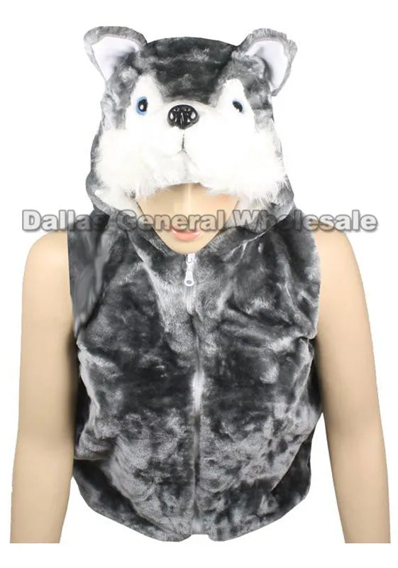 Assorted Kids Animal Fuzzy Vests Wholesale