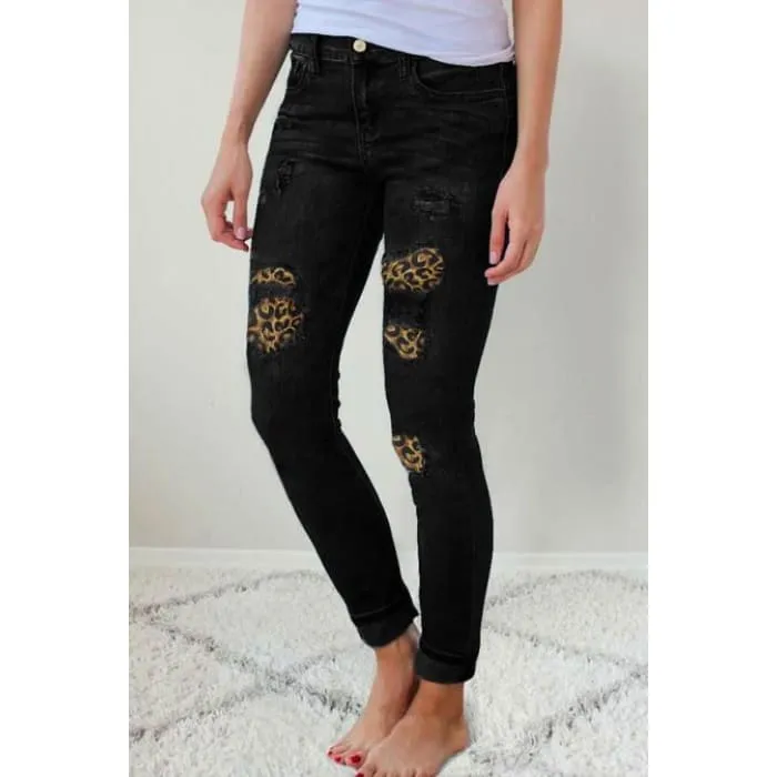 Black Peek-A-Boo Skinny Jeans