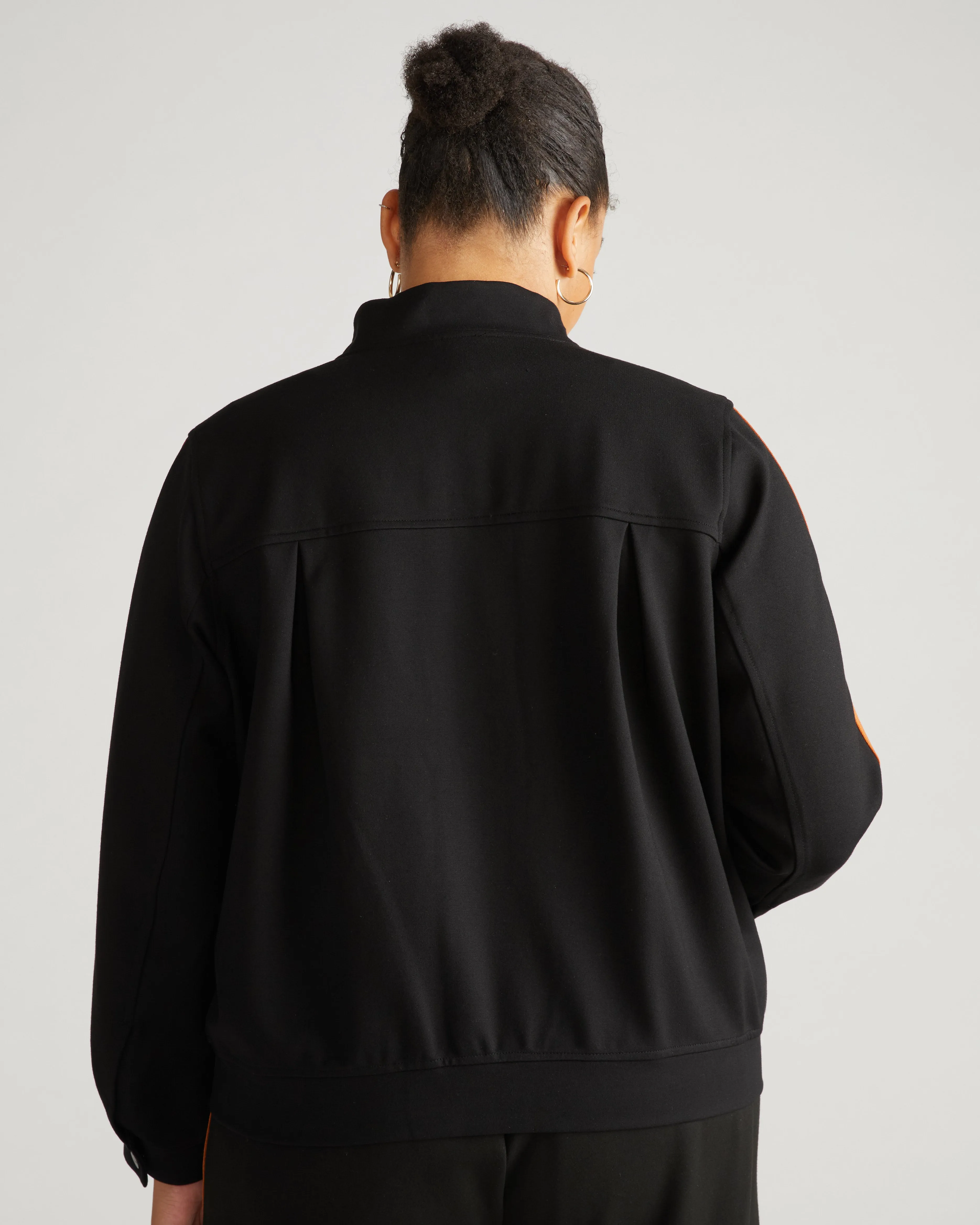 Camden Ponte Bomber Jacket - Black with Ochre/White Stripe