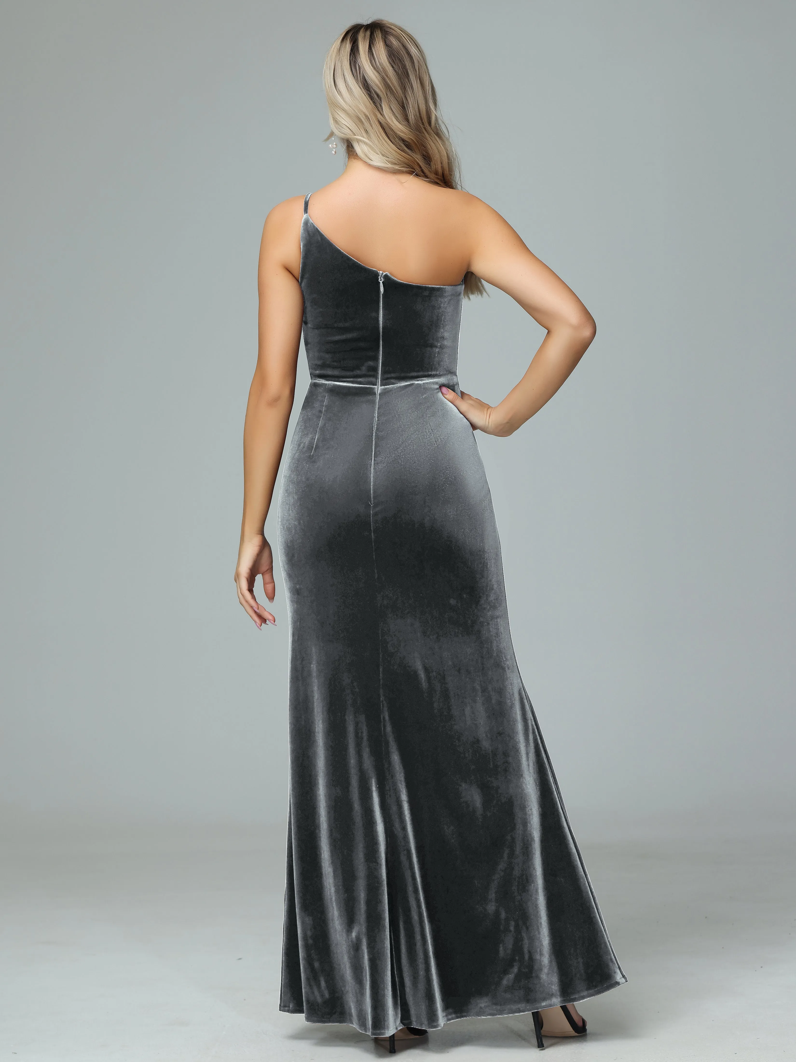 Charming One Shoulder Velvet Bridesmaid Dresses