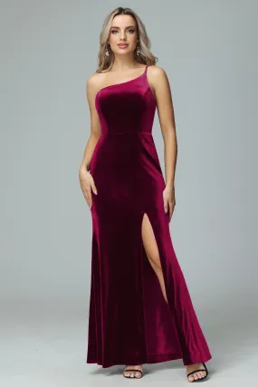 Charming One Shoulder Velvet Bridesmaid Dresses