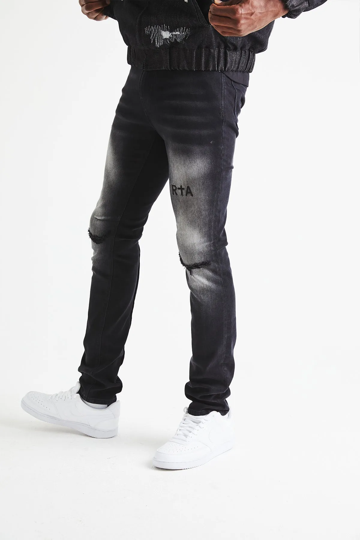 CLAYTON SKINNY JEAN | FADED BLACK DISTRESSED