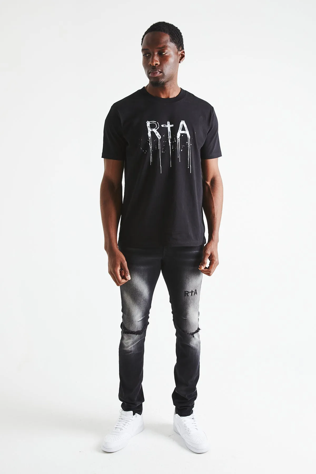 CLAYTON SKINNY JEAN | FADED BLACK DISTRESSED