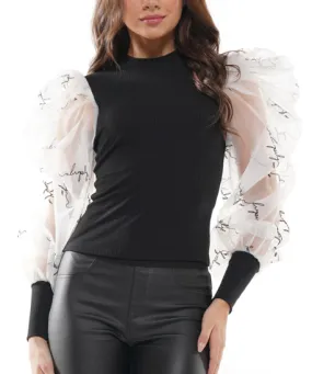 Elegant Chiffon Sleeve T-Shirt