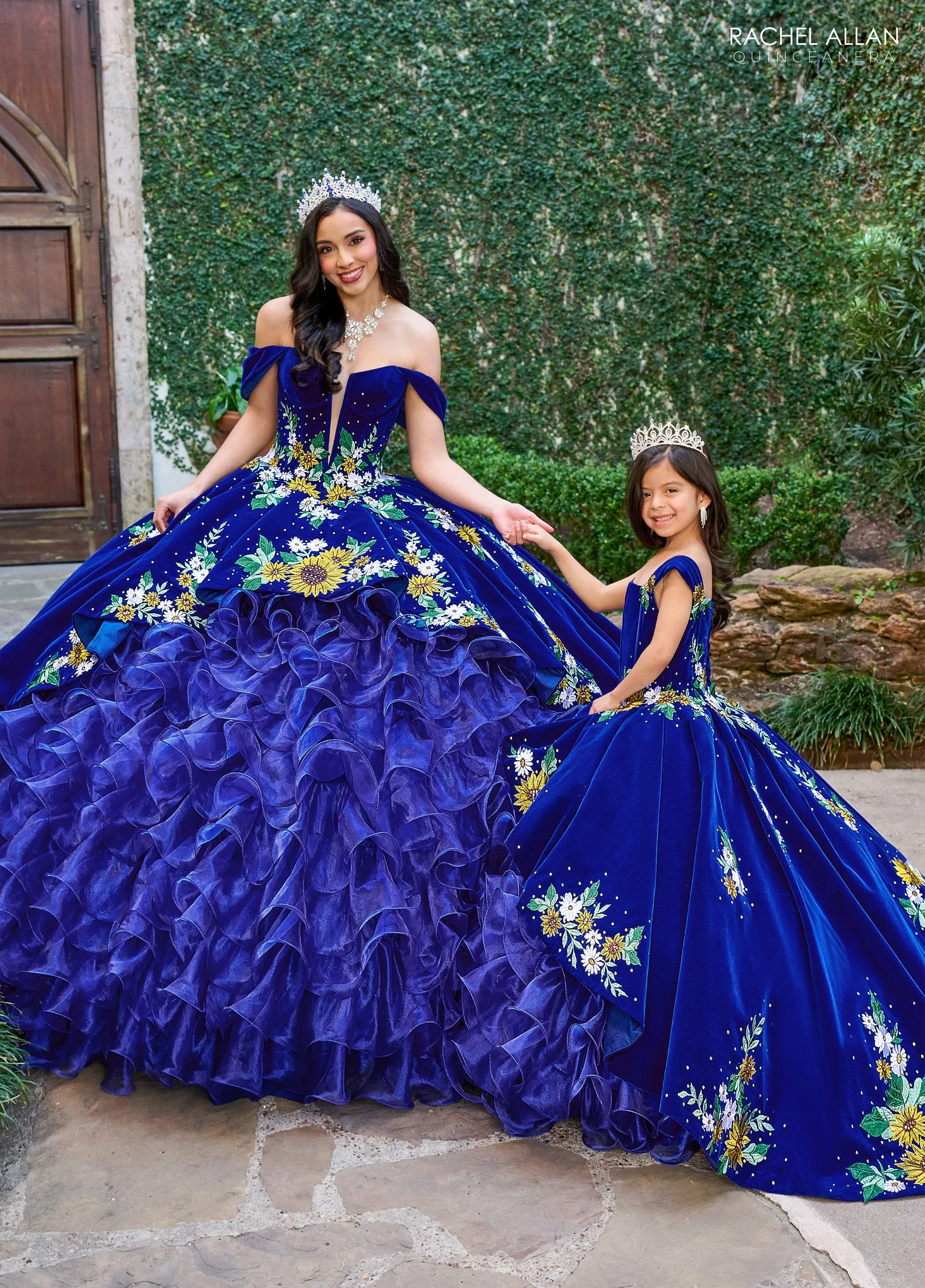 Floral Velvet Quinceanera Dress by Rachel Allan RQ5005