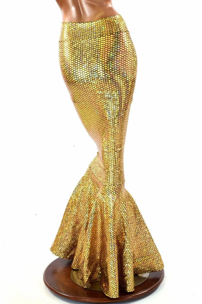 Gold Scale High Waist Mermaid Skirt