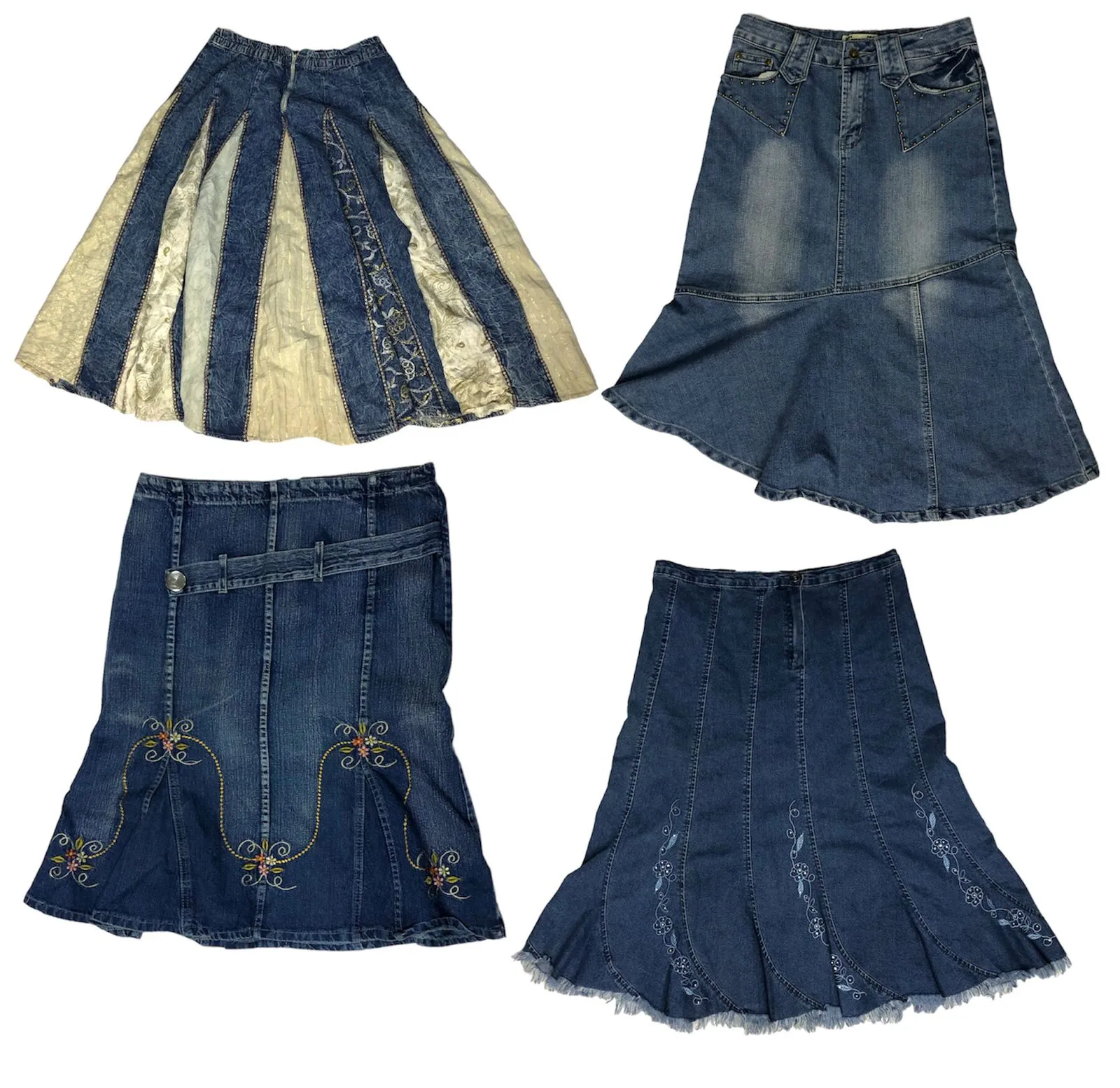 Golden Glam: Shimmering Denim skirts Delights🌟✨👖(S-264)