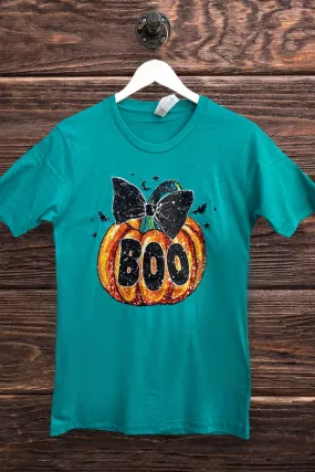 LBL DTF GLITTER PUMPKIN BOO - TURQUOISE