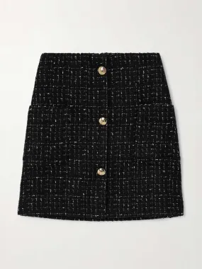 Mateo embellished metallic tweed mini skirt