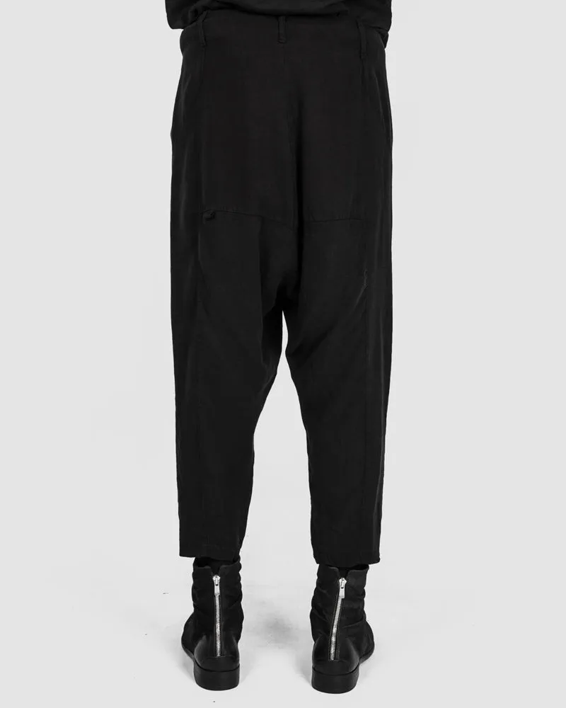 Metal button drop crotch pants