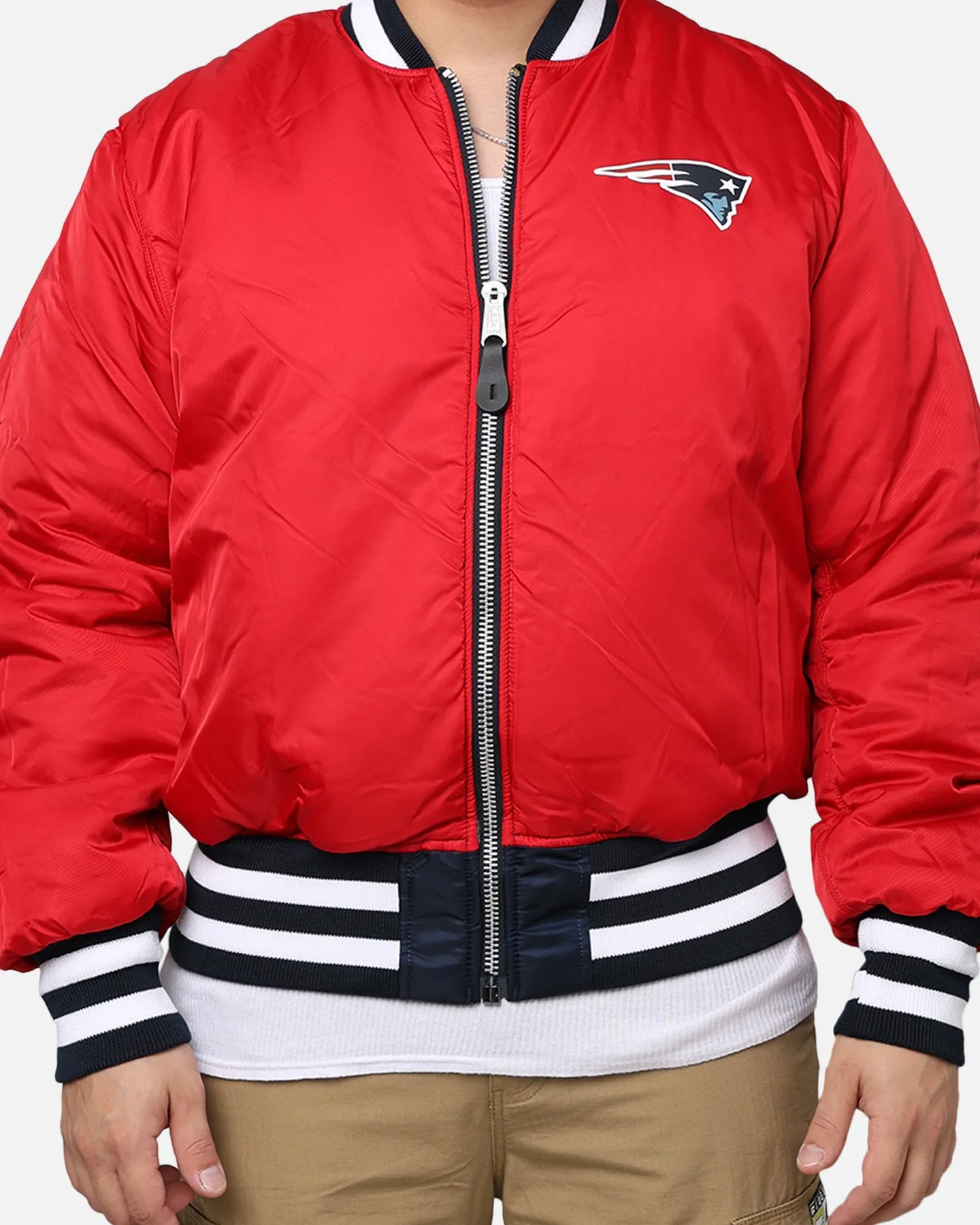 New Era X Alpha Series X NFL New England Patriots MA-1 Bomber Jacket Navy/Red