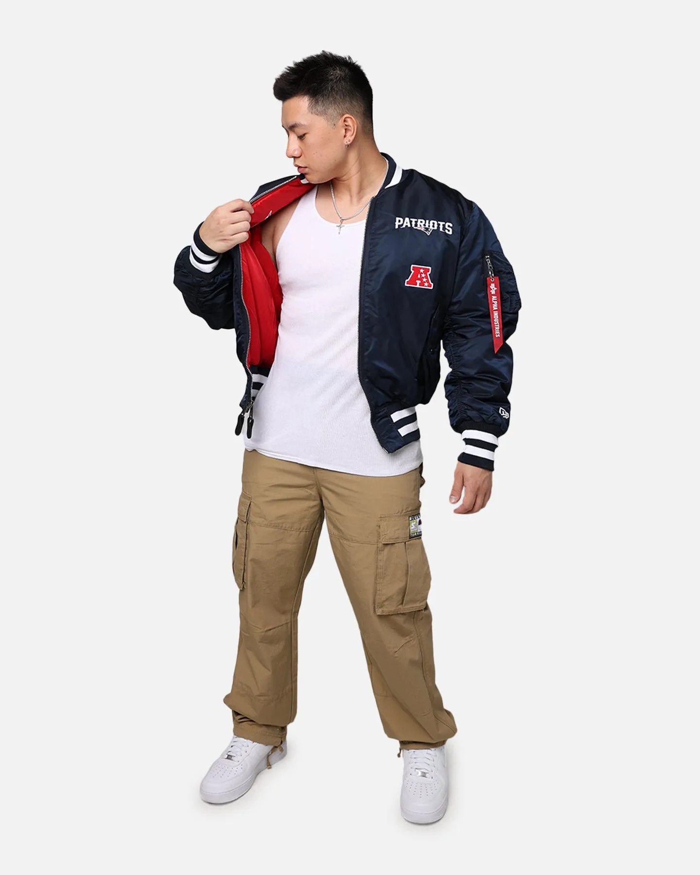 New Era X Alpha Series X NFL New England Patriots MA-1 Bomber Jacket Navy/Red