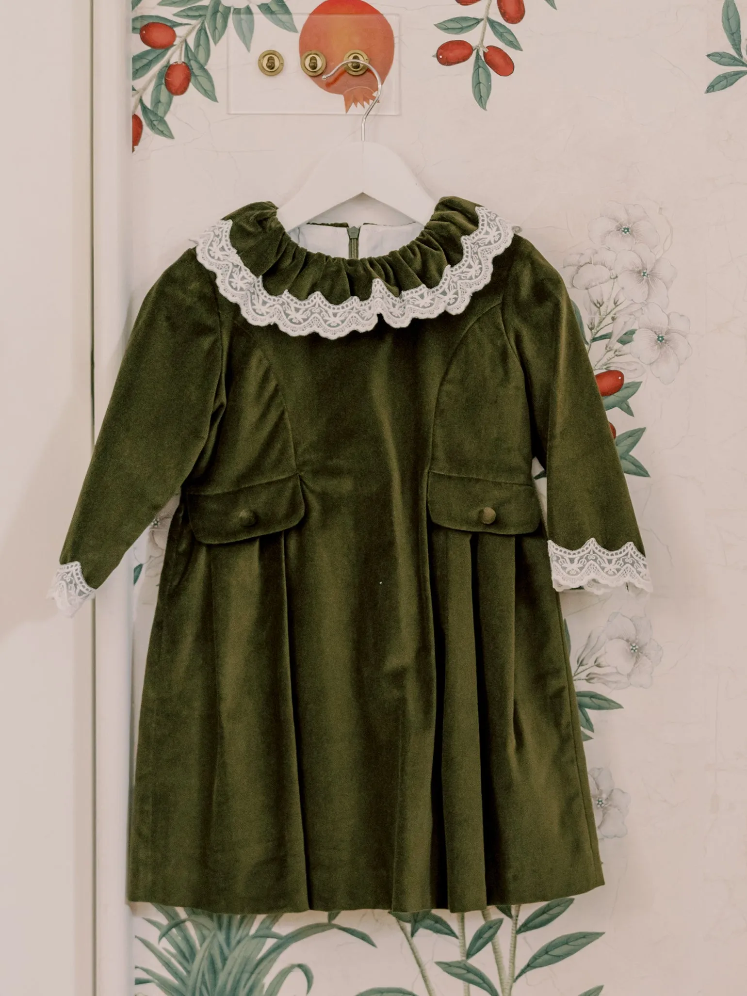 Olive Maranta Velvet Girl Dress