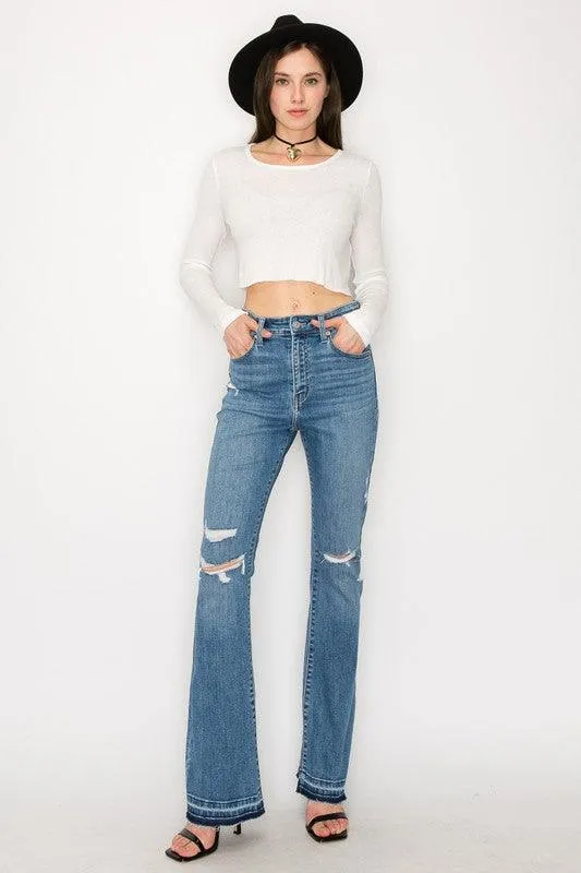 PLUS SIZE - HIGH RISE SKINNY BOOTCUT JEANS