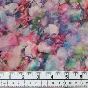 Printed Polyester Chiffon Fabric, Pink White Floral- Width 150cm