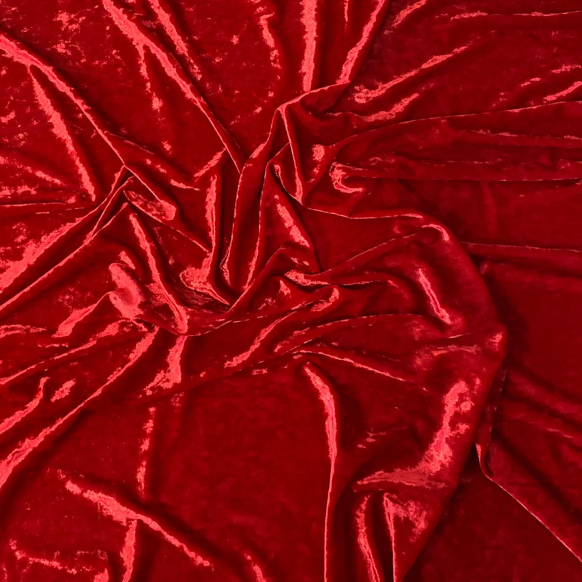 Red Crushed Stretch Velvet Fabric