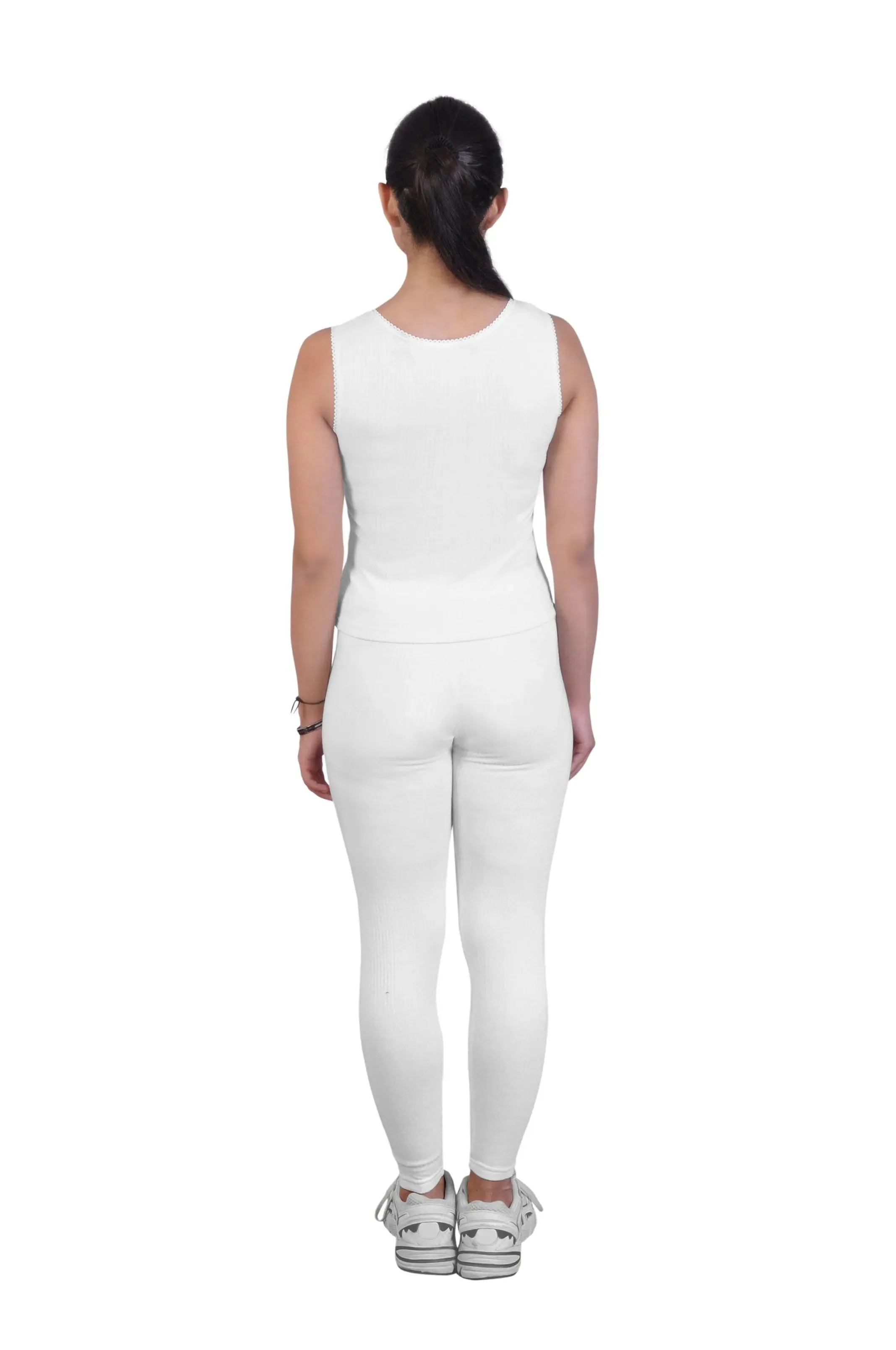 Regular Fit Warm Thermal Set | White Thermal Tank Top & Leggings For  Young Women | Set of 2