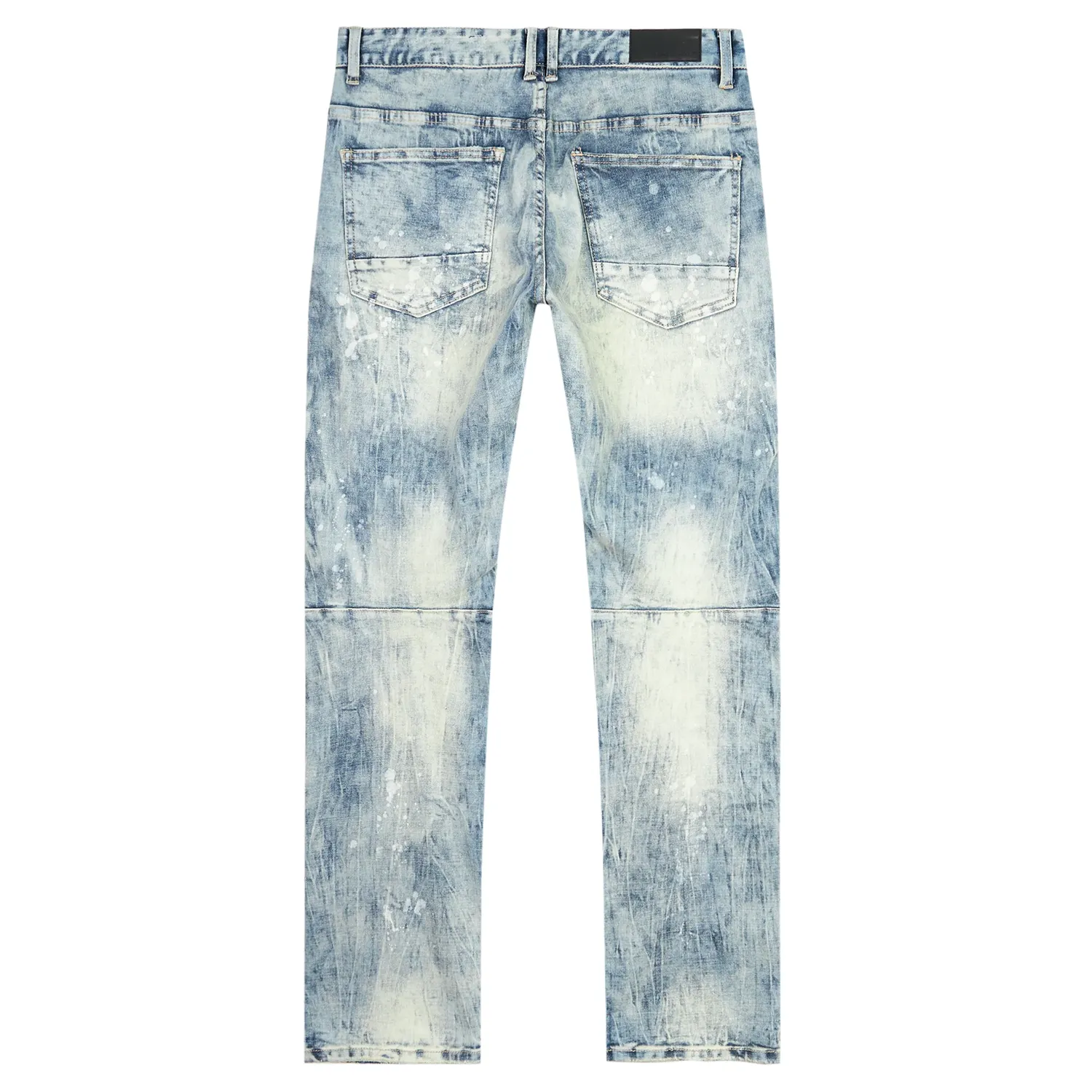 Smoke Rise - "ROLLINS" Plaid Backed Distressed Jean in Ramsey Blue