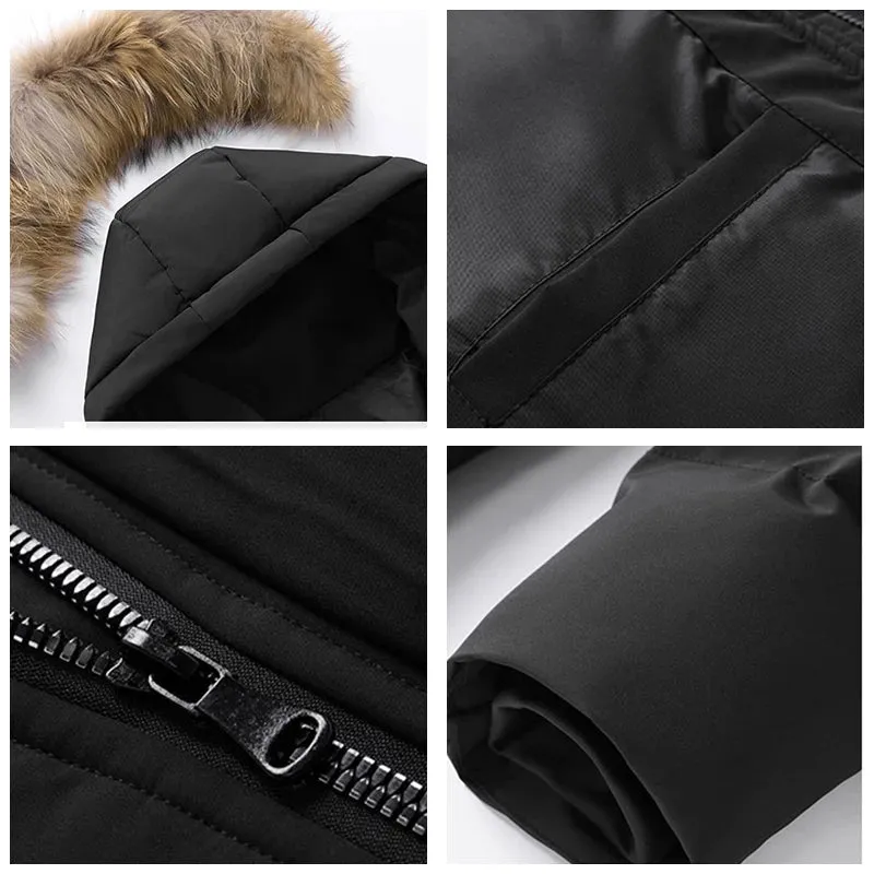 Thick Warm Windproof Fur Hooded Long Parkas