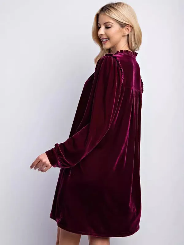 Velvet Frill Tunic Dress – Trendy Winter Must-Have