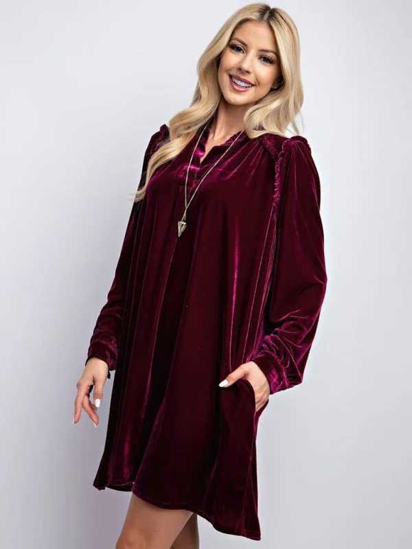 Velvet Frill Tunic Dress – Trendy Winter Must-Have