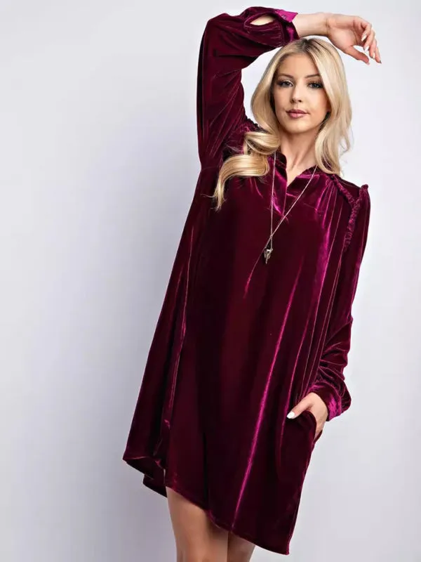 Velvet Frill Tunic Dress – Trendy Winter Must-Have