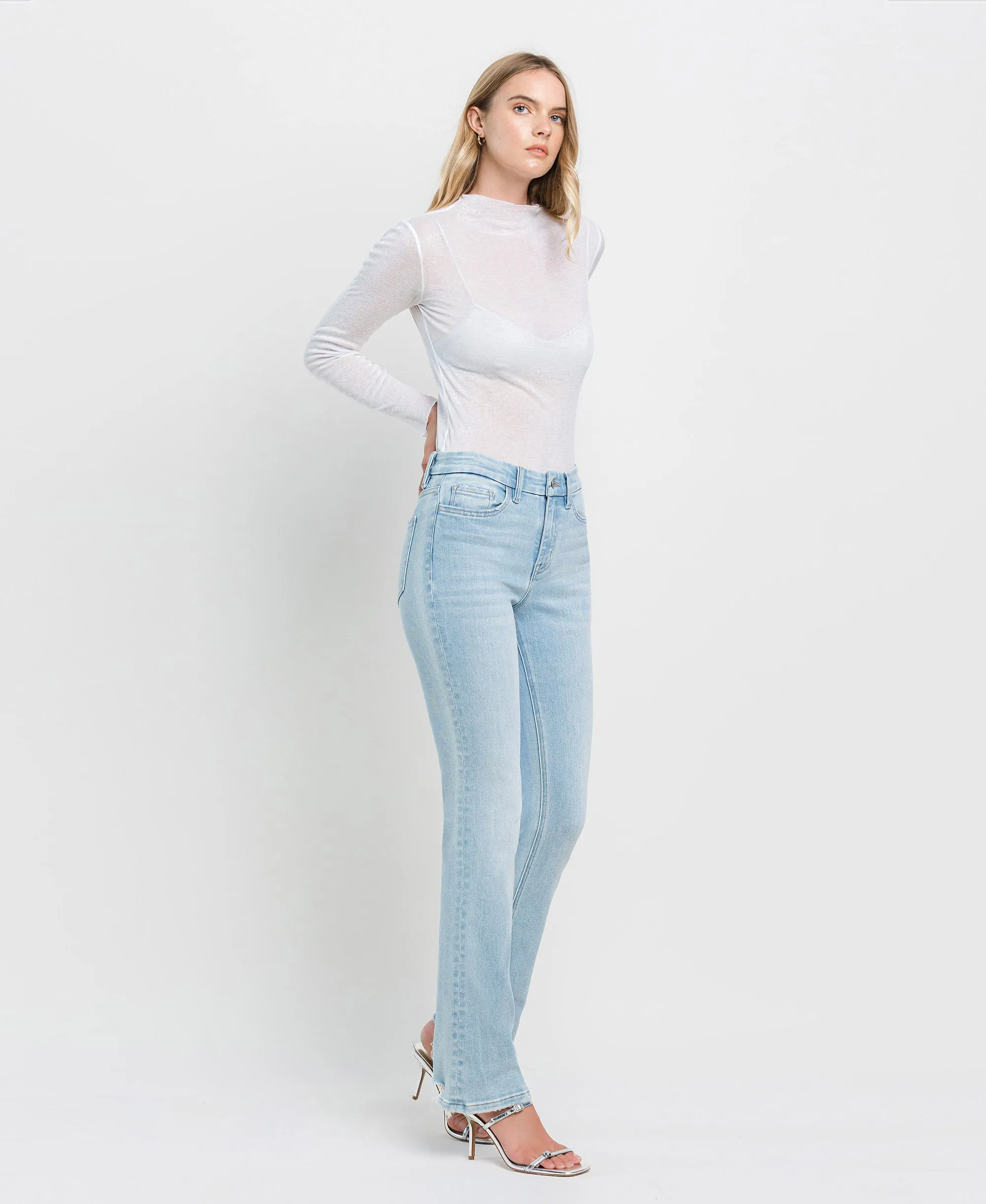 Well Connected - High Rise Distressed Hem Bootcut Jeans