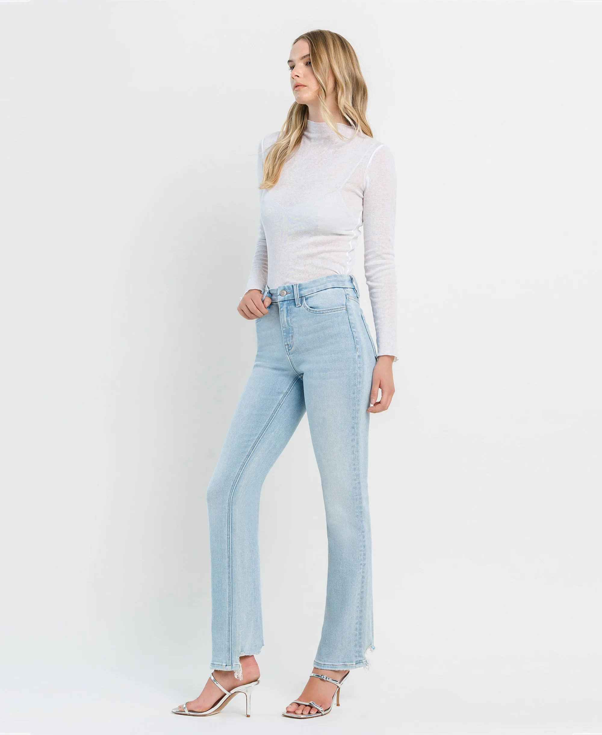 Well Connected - High Rise Distressed Hem Bootcut Jeans