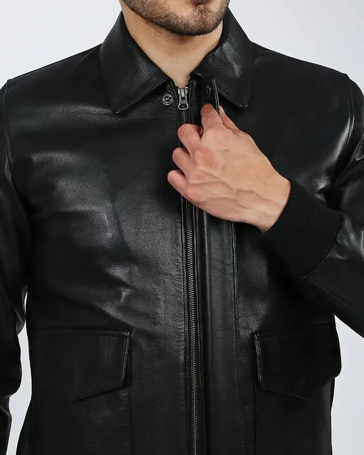 Wilt Black Bomber Leather Jacket