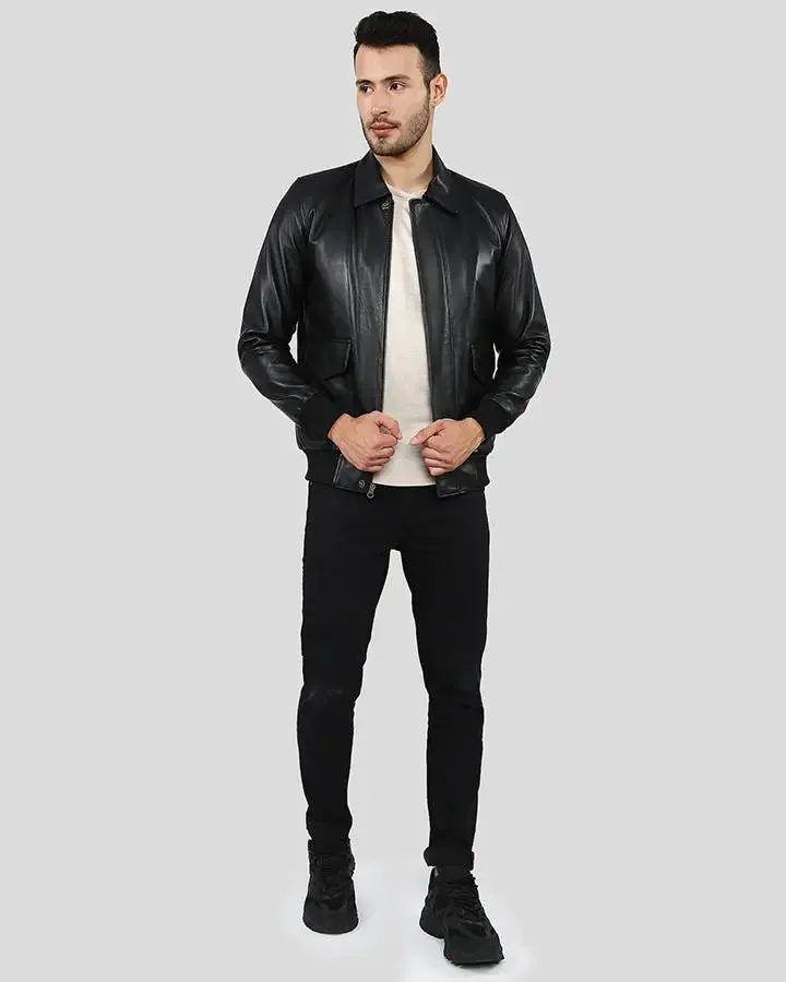 Wilt Black Bomber Leather Jacket