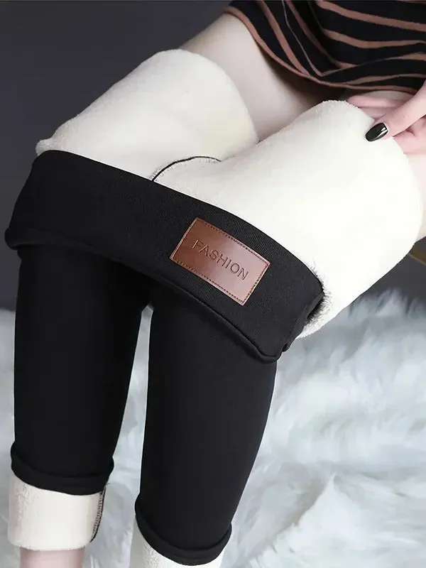 Winter Warm Plush Leggings, Thermal Casual Stretchy  Leggings For Fall & Winter, Women's Clothing