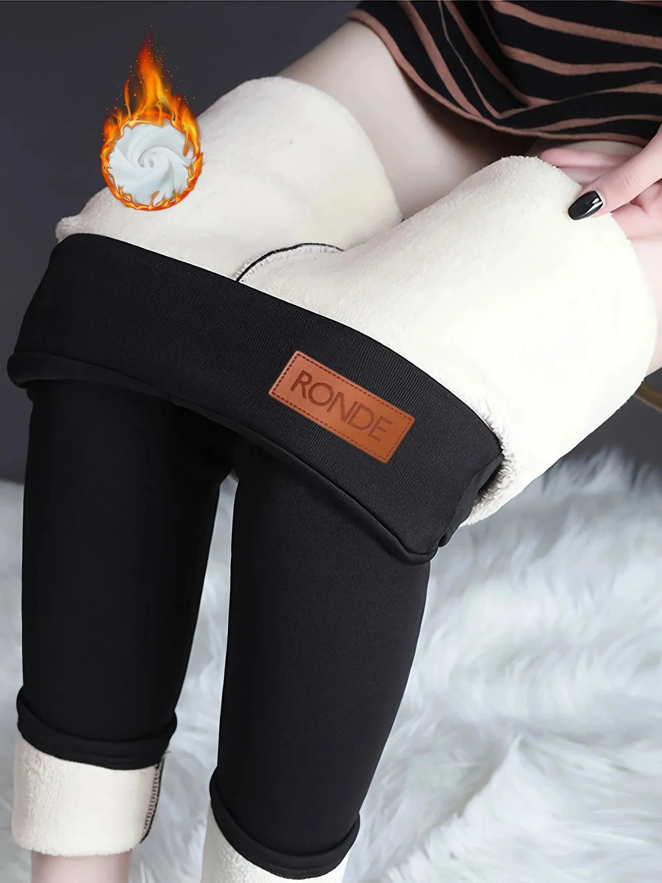 Winter Warm Plush Leggings, Thermal Casual Stretchy  Leggings For Fall & Winter, Women's Clothing